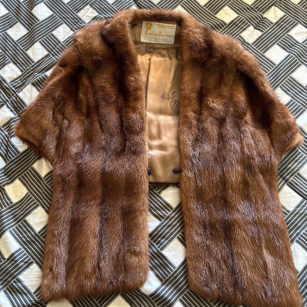 Vintage 1950's Fur Shawl